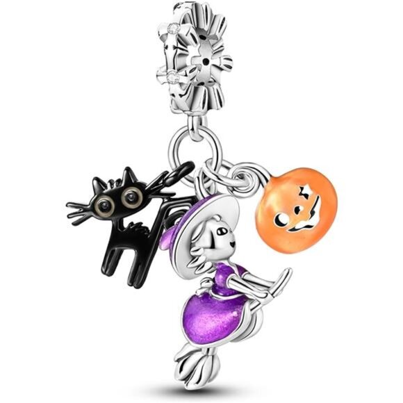 925 Sterling Silver Halloween Charms for Bracelets Necklaces, - Picture 1 of 5